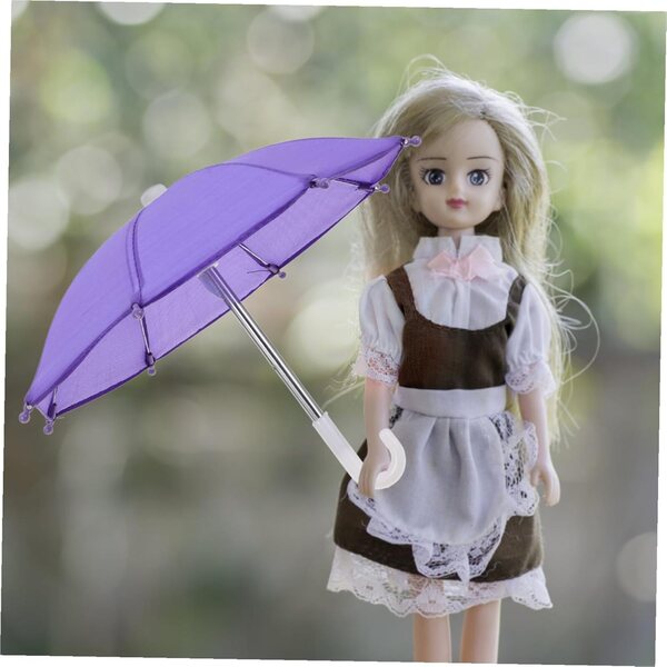 Miniatur-Regenschirm aus lila Spitze für Puppen – handgefertigtes und robustes dekoratives Accessoire