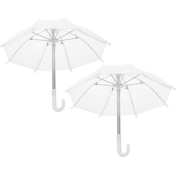 Weißer Mini-Regenschirm für Puppenhaus, Set aus 2 realistischen Teilen, 45,7 cm