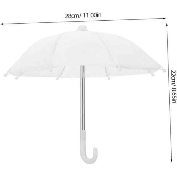 Weißer Mini-Regenschirm für Puppenhaus, Set aus 2 realistischen Teilen, 45,7 cm