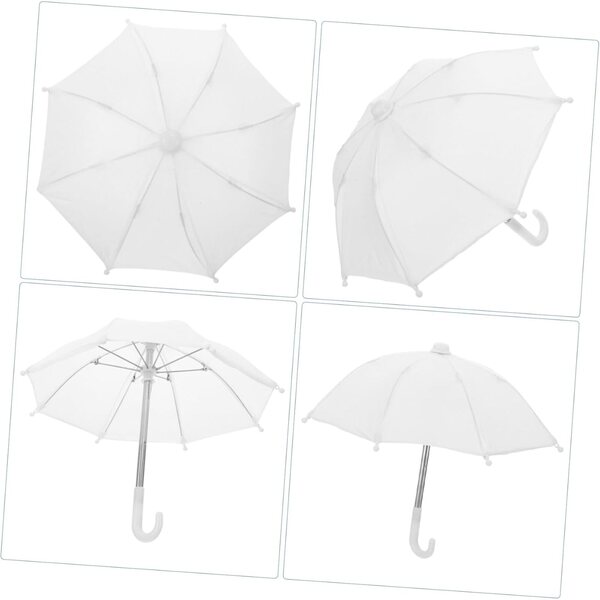 Weißer Mini-Regenschirm für Puppenhaus, Set aus 2 realistischen Teilen, 45,7 cm