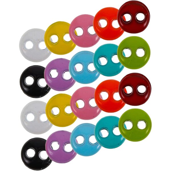 Set 20 Mini Bottoni Colorati per Bambole in Plastica Facili da Cucire e Decorare