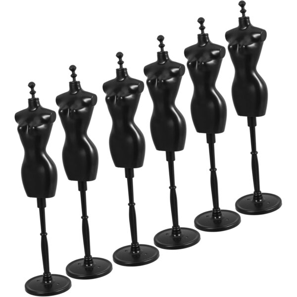 VICASKY Set mit 6 Schaufensterpuppenständern für 1/6-Puppen, Mini-Ständer, schwarzer ovaler Sockel
