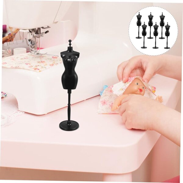 VICASKY Set mit 6 Schaufensterpuppenständern für 1/6-Puppen, Mini-Ständer, schwarzer ovaler Sockel
