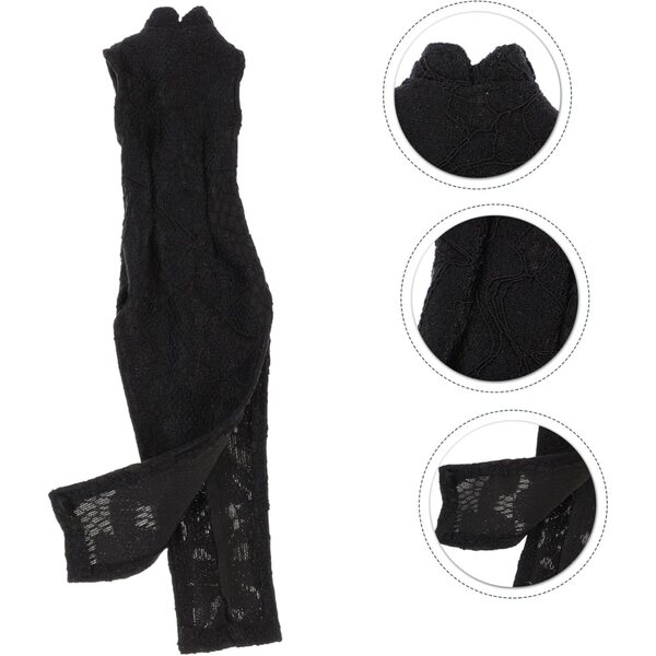 Schwarzes Cheongsam-Kleid für 30 cm große Vaguelly-Puppen, widerstandsfähiges und wiederverwendbares chinesisches Kostüm