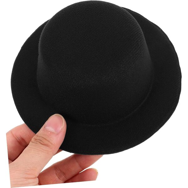 Mini cappello nero in peluche per bambole, accessorio artigianale stile Lolita