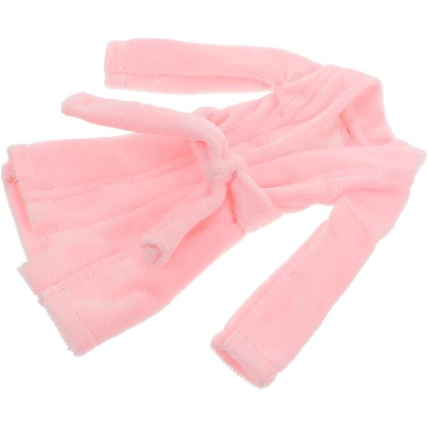Didiseaon Mini Accappatoio Rosa per Bambole – Vestaglia Morbida e Lavabile 17x15 cm