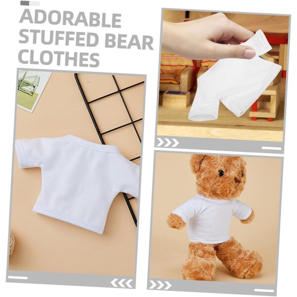 Vestito Bianco per Orsacchiotti di Peluche 35 cm, Maglietta Corta Morbida e Resistente
