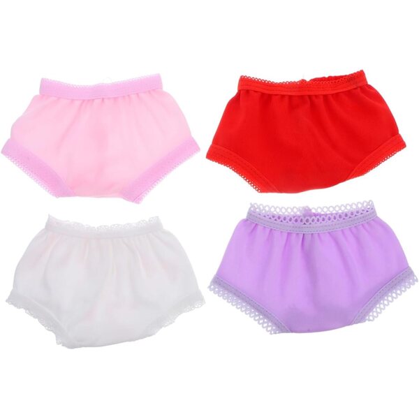 UPKOCH Mutandine per Bambole 4 pezzi Sottovesti Morbide Colorate Bianco Rosso Rosa