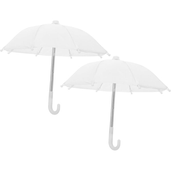 WOONEKY Mini Ombrelli Bianchi per Bambole 2 Pezzi - Accessori Decorativi Realistici per Casa delle Bambole