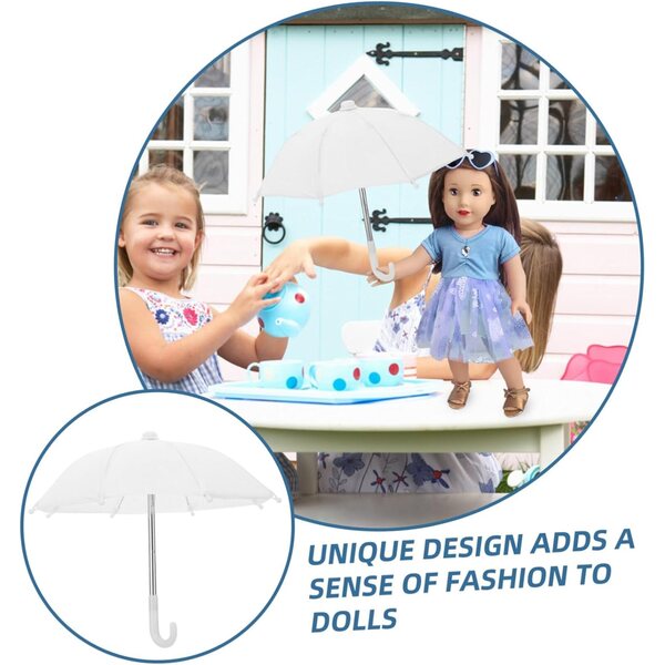 WOONEKY Mini Ombrelli Bianchi per Bambole 2 Pezzi - Accessori Decorativi Realistici per Casa delle Bambole