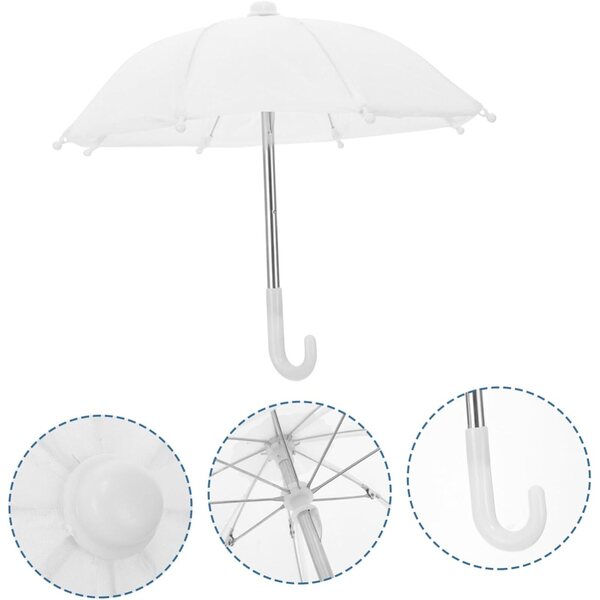 WOONEKY Mini Ombrelli Bianchi per Bambole 2 Pezzi - Accessori Decorativi Realistici per Casa delle Bambole