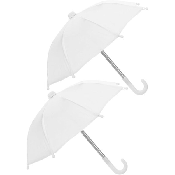 ORFOFE 2 Stück realistischer Mini-weißer Regenschirm für Puppenhaus-Dekoration