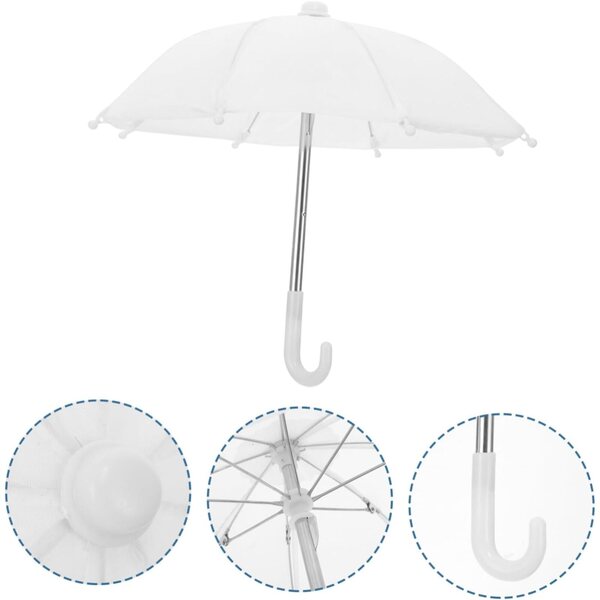 ORFOFE 2 pezzi Mini Ombrello Bianco Realistico per Casa delle Bambole Decorativo