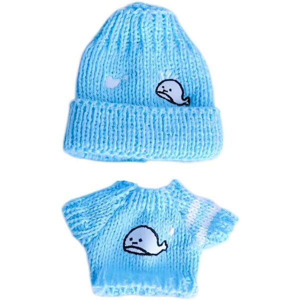 niannyyhouse Kleidungsset für Plüschpuppen 10–15 cm mit Blauwal-Muster