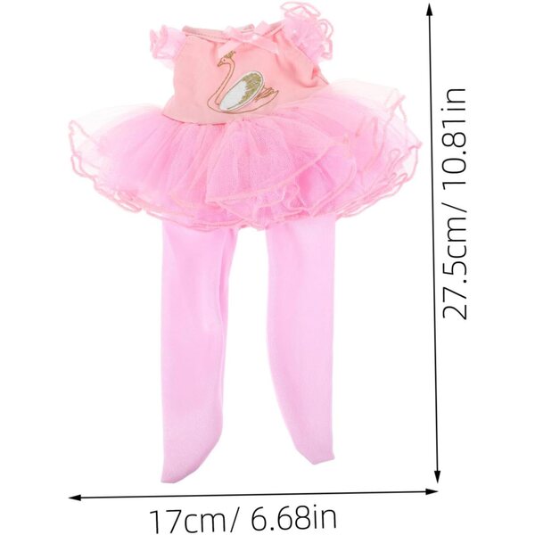 Didiseaon Costume Balletto per Bambole con Gonna Tutù, Scarpe e Copricapo Rosa Elegante