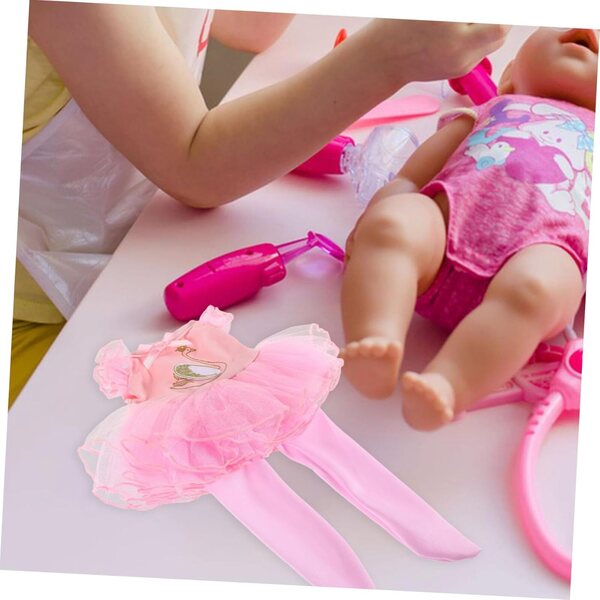 Didiseaon Costume Balletto per Bambole con Gonna Tutù, Scarpe e Copricapo Rosa Elegante