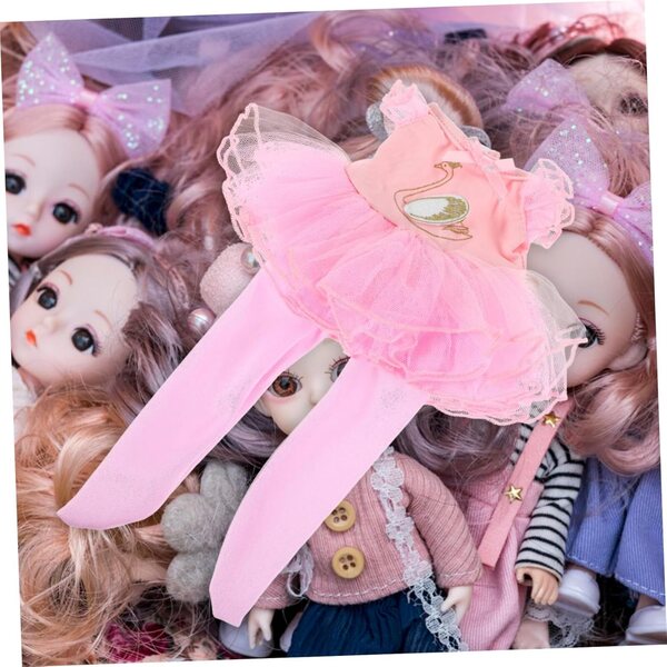 Didiseaon Costume Balletto per Bambole con Gonna Tutù, Scarpe e Copricapo Rosa Elegante