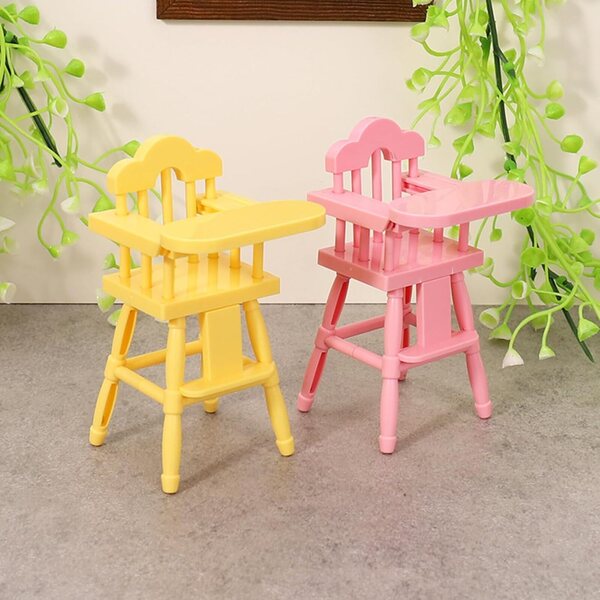 Set 1:12 Miniatur-Hochstuhl und Kinderwagen für rosa Spielhauspuppen