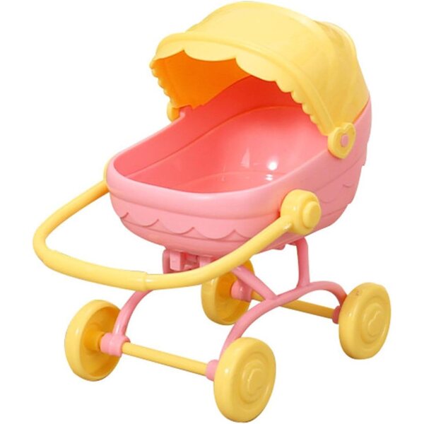 Set 1:12 Miniatur-Hochstuhl und Kinderwagen für rosa Spielhauspuppen