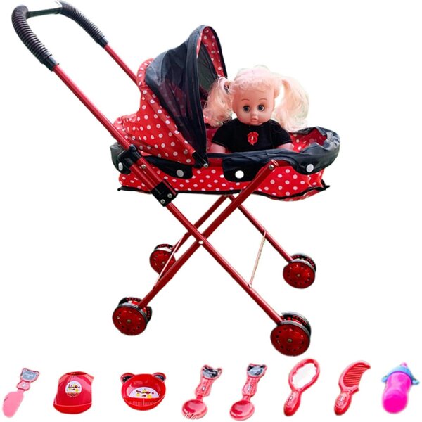 Baby Doll Vistnale con Passeggino e 8 Accessori, Gioco Educativo e Interattivo
