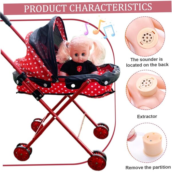 Baby Doll Vistnale con Passeggino e 8 Accessori, Gioco Educativo e Interattivo