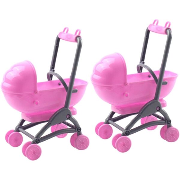 BESTonZON 2 rosa Puppenwagen, realistische Puppenhaus-Dekoration