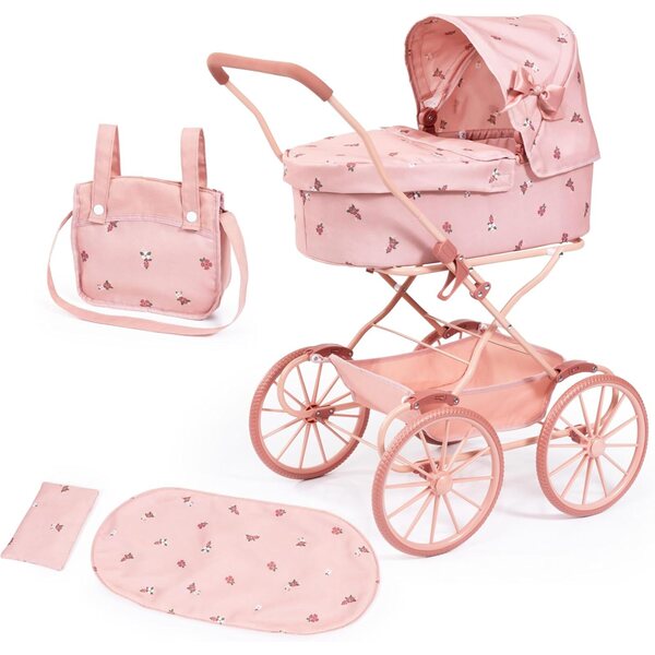 Nostalgischer Puppenwagen von Bayer Design mit Korb und passender Tasche