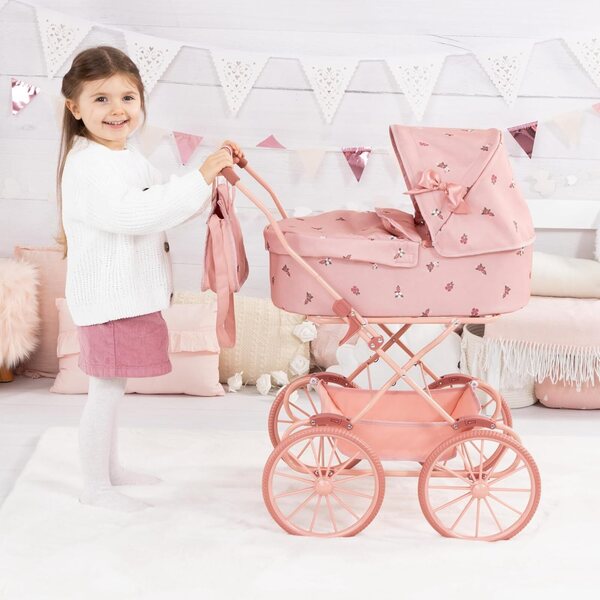 Nostalgischer Puppenwagen von Bayer Design mit Korb und passender Tasche