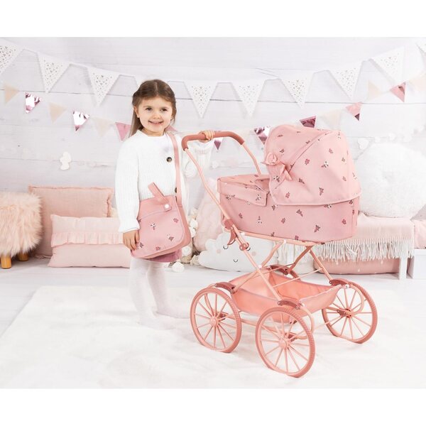 Nostalgischer Puppenwagen von Bayer Design mit Korb und passender Tasche