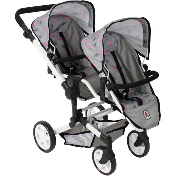 Bayer Chic 2000 Linus Duo Passeggino per bambole gemelle pieghevole e manico regolabile