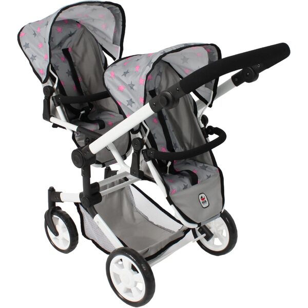 Bayer Chic 2000 Linus Duo Zwillingspuppenwagen mit klappbarem Griff und verstellbarem Griff