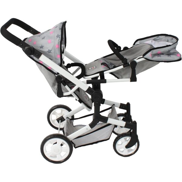 Bayer Chic 2000 Linus Duo Zwillingspuppenwagen mit klappbarem Griff und verstellbarem Griff