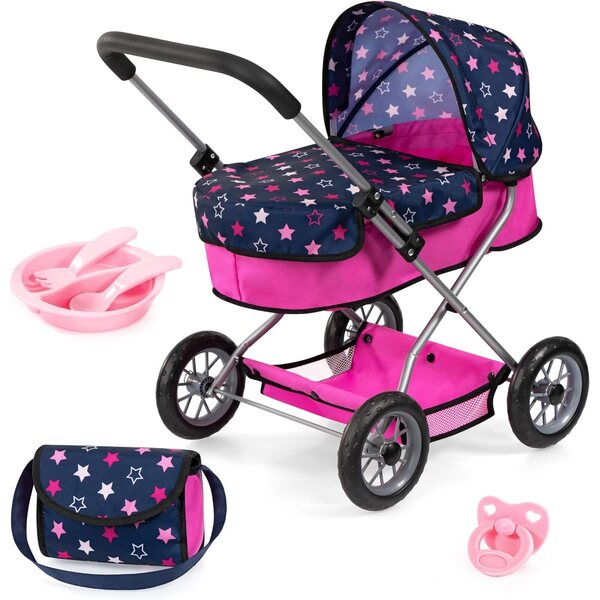 Smarty Bayer Design Puppenwagen mit Zubehör und Umhängetasche