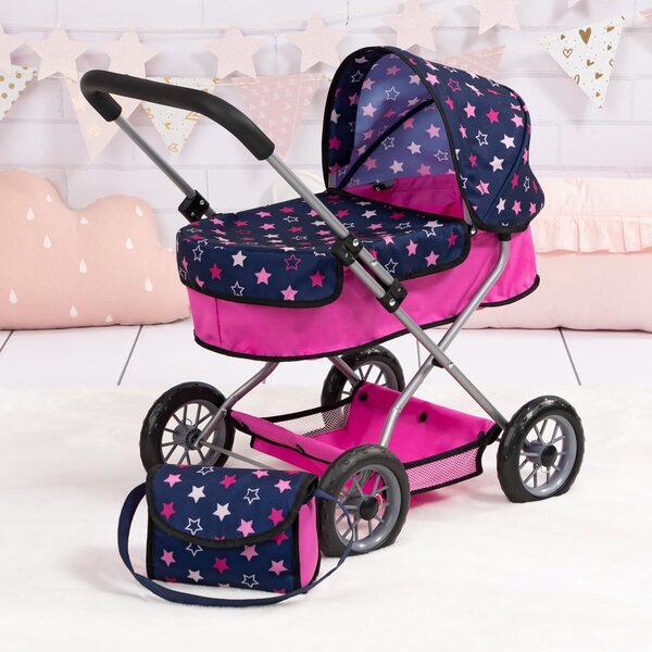 Smarty Bayer Design Puppenwagen mit Zubehör und Umhängetasche
