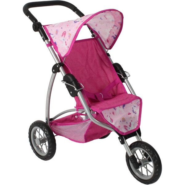 Leon Bayer Chic 2000 Puppenwagen rosa, 3 Räder, verstellbarer Griff, 4-8 Jahre