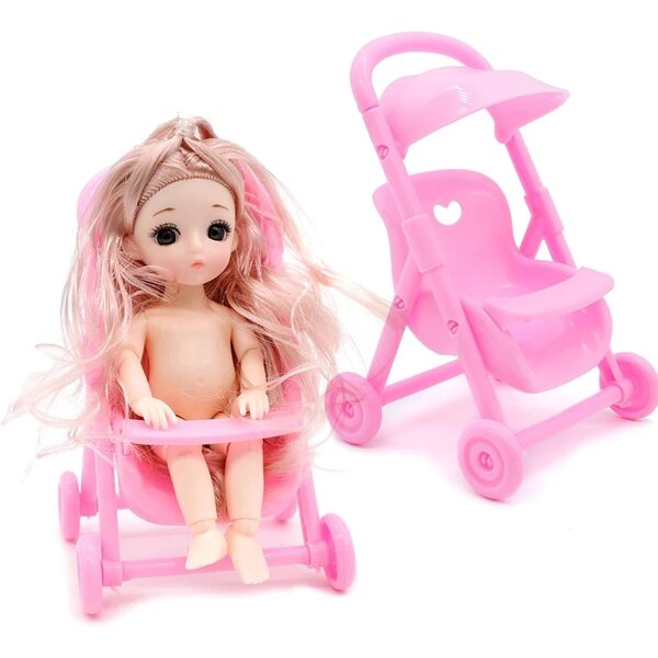 Generischer Zweisitzer-Puppenwagen mit Stuhlset – kreatives Kinderspiel