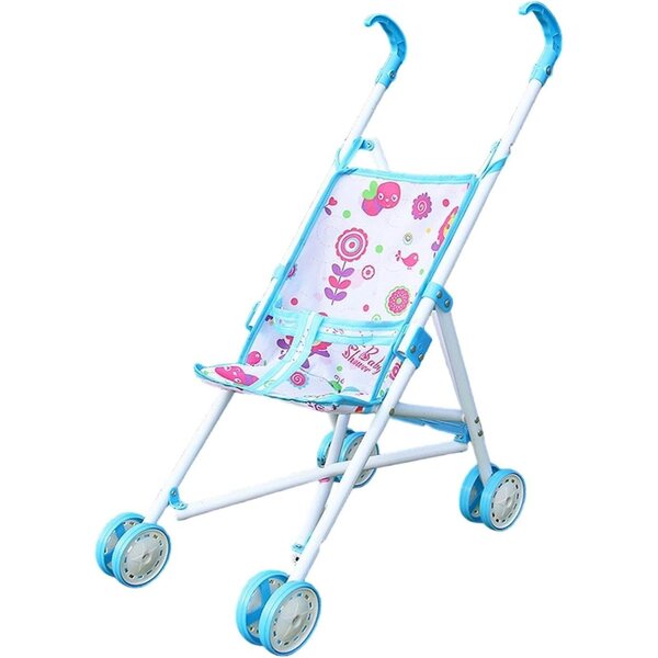 F Fityle Zusammenklappbarer Puppenwagen mit stabilen Rädern, Blau, 3+ Jahre