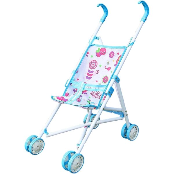 F Fityle Zusammenklappbarer Puppenwagen mit stabilen Rädern, Blau, 3+ Jahre