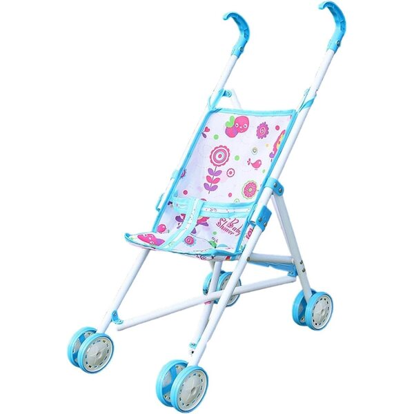 F Fityle Zusammenklappbarer Puppenwagen mit stabilen Rädern, Blau, 3+ Jahre