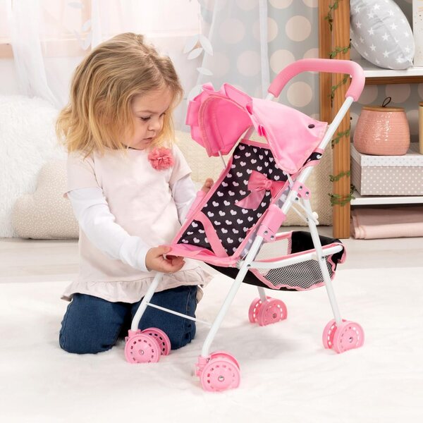 Bayer Design Passeggino pieghevole per bambole con accessori, cintura di sicurezza e borsa