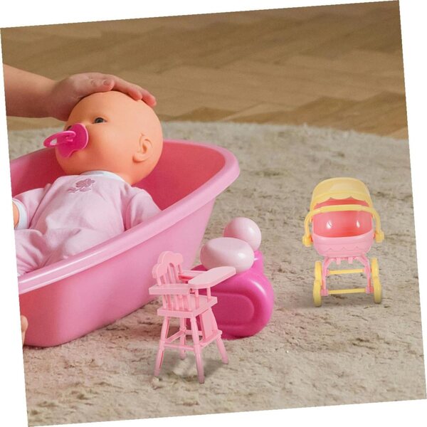 Cabilock 2 Set Passeggino Giocattolo e Seggiolone per Bambole Miniatura Realistici