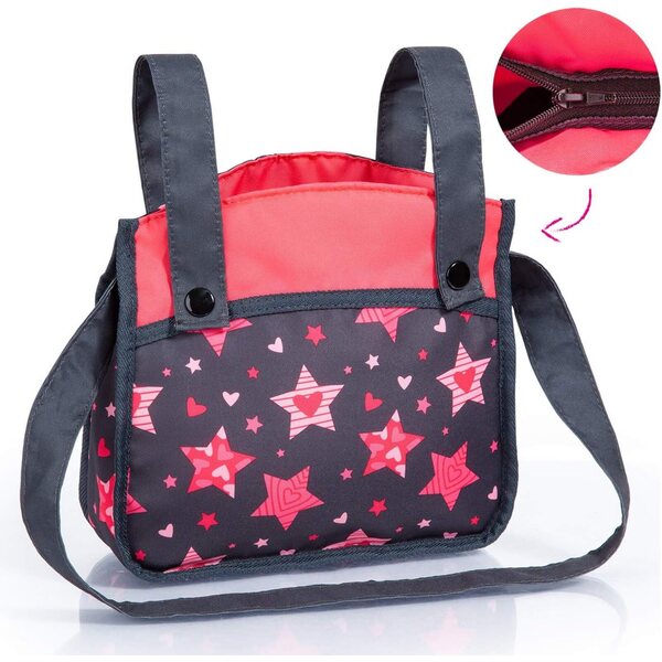 Bayer Design Neo Vario verstellbarer Puppenwagen mit Tasche, Rot und Schwarz