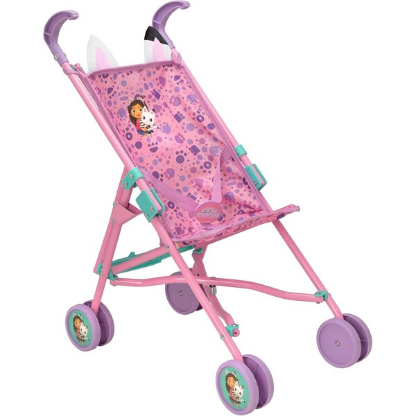 Gabby's Puppenhaus-Kinderwagen für Puppen bis 45 cm, faltbar und leicht, Rosa und Lila