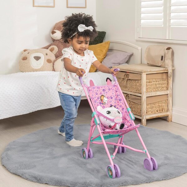 Passeggino Gabby's Dollhouse per Bambole fino a 45 cm, Pieghevole e Leggero rosa e viola