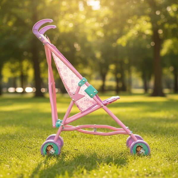 Passeggino Gabby's Dollhouse per Bambole fino a 45 cm, Pieghevole e Leggero rosa e viola
