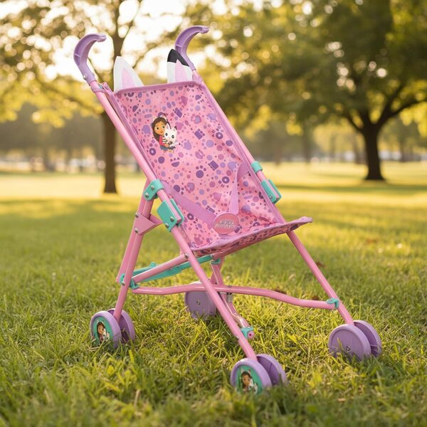 Passeggino Gabby's Dollhouse per Bambole fino a 45 cm, Pieghevole e Leggero rosa e viola