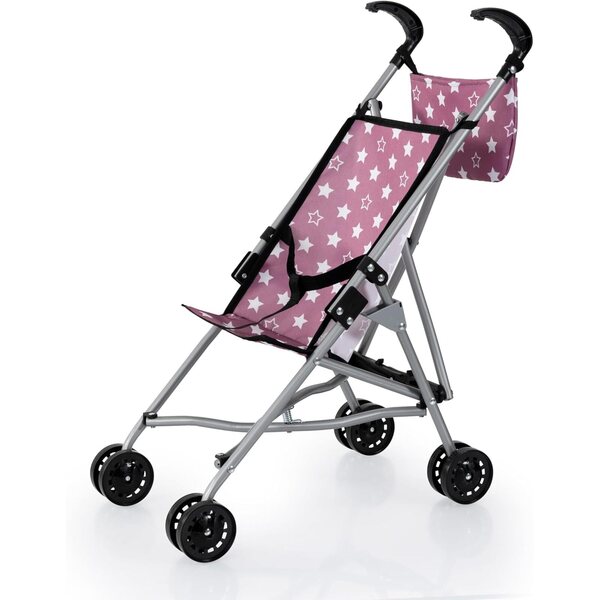 Passeggino per bambole pieghevole Bayer Design con doppie ruote e cintura di sicurezza
