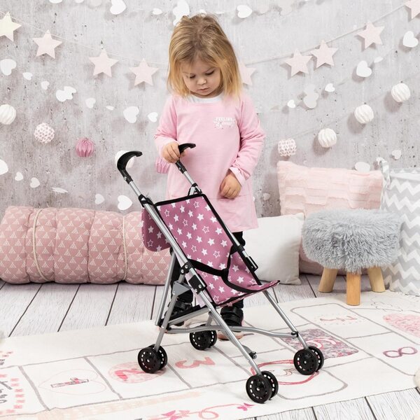 Passeggino per bambole pieghevole Bayer Design con doppie ruote e cintura di sicurezza