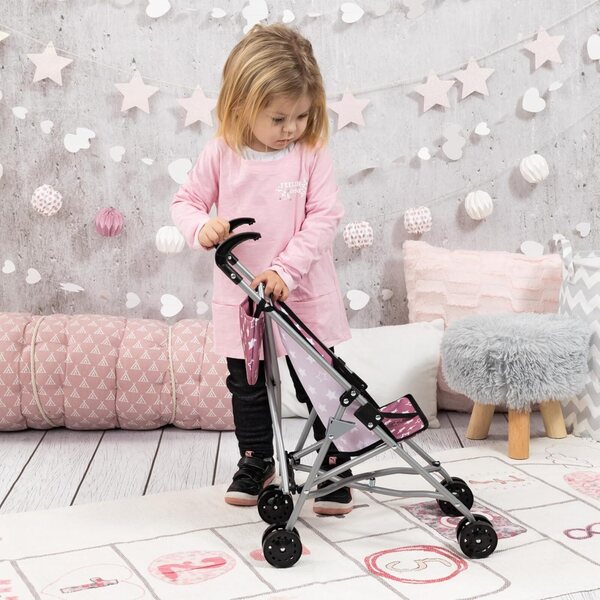 Passeggino per bambole pieghevole Bayer Design con doppie ruote e cintura di sicurezza