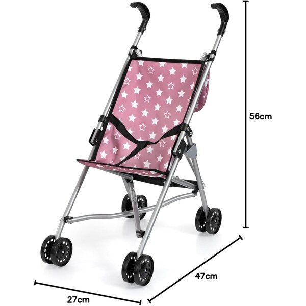 Passeggino per bambole pieghevole Bayer Design con doppie ruote e cintura di sicurezza